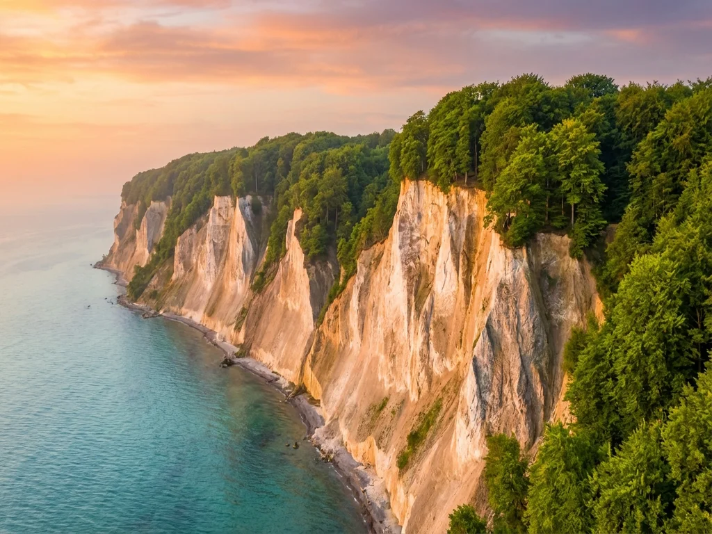 Kreidefelsen auf Rügen bei Sonnenuntergang