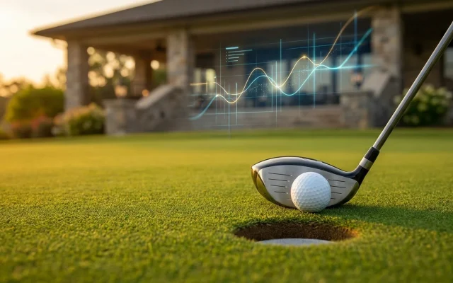 Golf und Sportwetten — Golfball auf dem Green mit Wett-Kontext