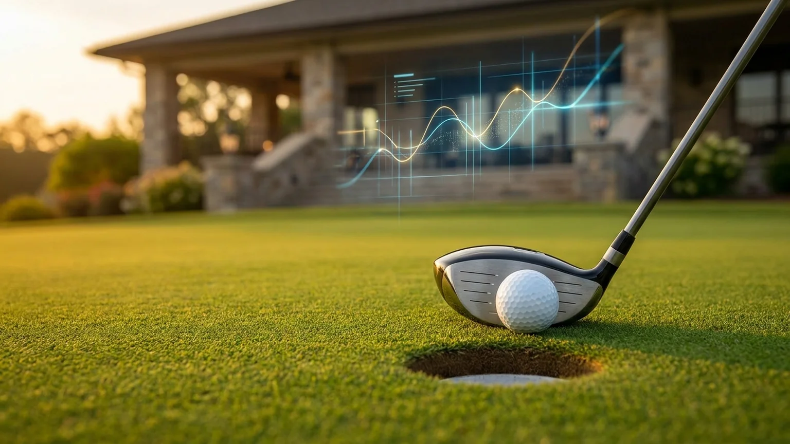 Golf und Sportwetten — Golfball auf dem Green mit Wett-Kontext